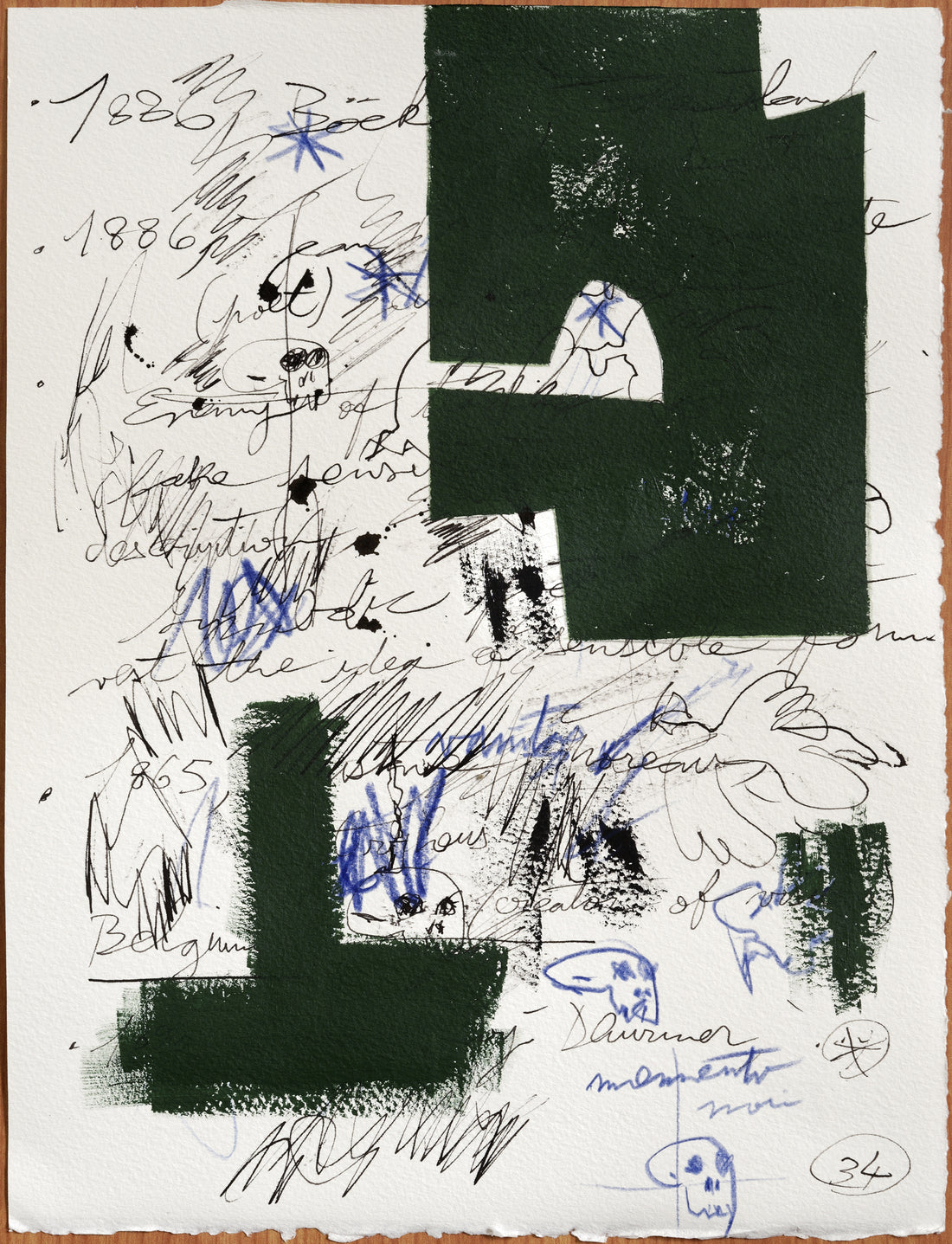 Parisi339-“Notes papier N.2” 2019 – 33,5 x 25cm – Mixed media on paper(sold)