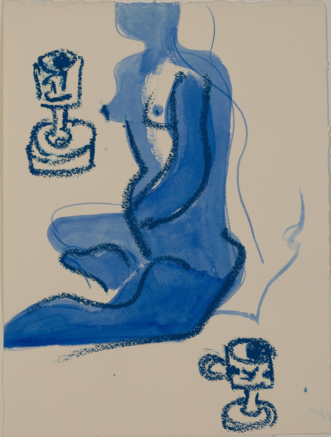 ”figure bleu” 2019 –33 x 24,5 cm – Mixed media on paper